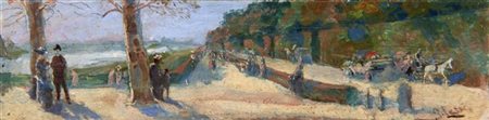 Giovanni Lessi "Lungo la Senna" 
olio su tavoletta (cm 6x21)
firmato in basso a