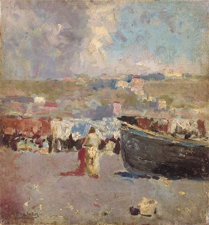 Attilio Pratella "Marina" 
olio su tela (cm 19x18)
firmato in basso a sinistra
i