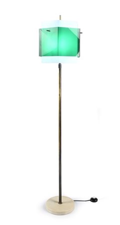 Lampada da terra prod. Stilnovo cm 150x35x35 Struttura in ottone e paralume...