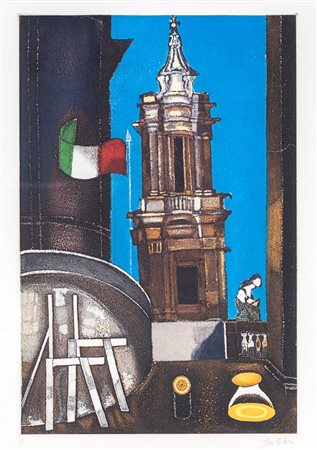 Franco Gentilini (Faenza 1909-Roma 1981) Cattedrale Acquaforte/acquatinta cm...