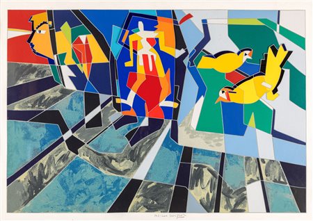 Ugo Nespolo (Mosso 1941-0) Senza titolo Multiplo serigrafia materica e...