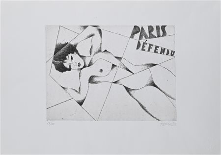 Osvaldo Peruzzi (Milano 1907-Livorno 2004) Paris Défendu 1990 Acquaforte cm...