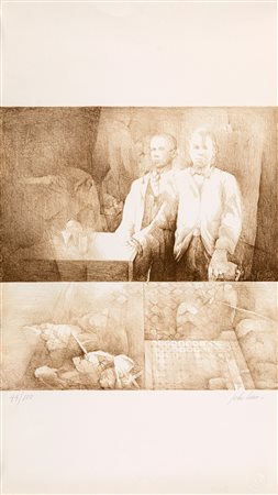 Pedro Cano (1944) Gli amici di Eduardo 1978 Litografia cm 70x40 Firma e...