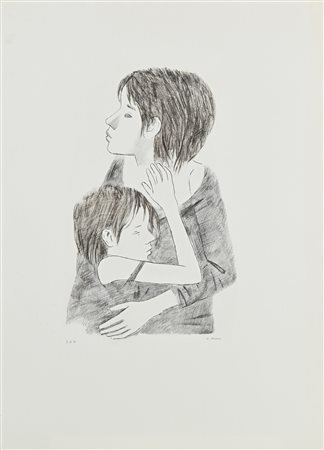 Xavier Bueno (Vera de Bidasoa 1915-Fiesole 1979) Abbraccio Litografia cm...