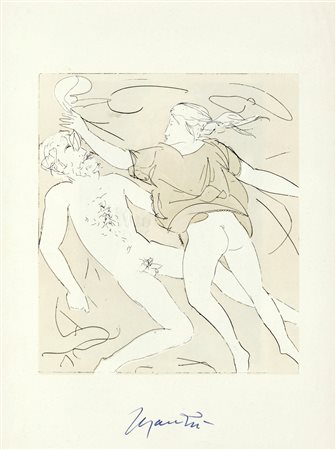 Giacomo Manzù (Bergamo 1908-Roma 1991) Amanti 1978 Acquaforte lastra cm 16x14...