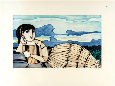 Domenico Cantatore (Ruvo Di Puglia 1906-Parigi 1998) Figura di donna sdraiata...