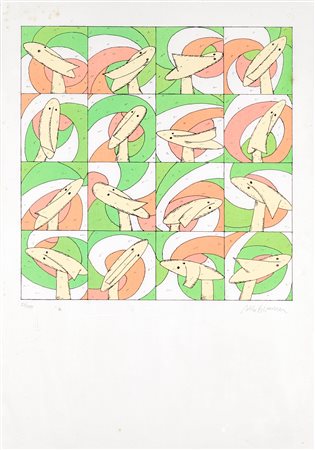 Pablo Echaurren (Roma 1951) Senza titolo Litografia cm 70x50 - in cornice cm...