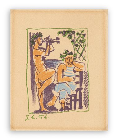 PABLO PICASSO (1881-1973) - Il fauno e il marinaio, 1956