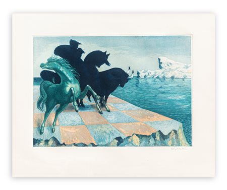ALIGI SASSU (1912-2000) - Cavalli e toro, 1980