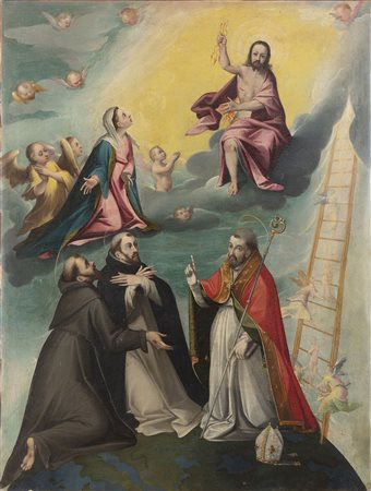 Autore del XVIII secolo San Domenico ha la visione di Cristo che brandisce...