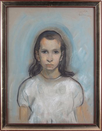 Mario Lomini (Redondeso 1887-1948) Ritratto di fanciulla Pastello su carta...