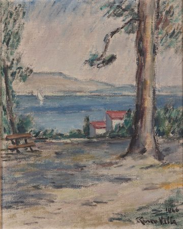 Rino Villa (Mesola 1904-Venezia 1994) Veduta Olio su tela 50x40 cm