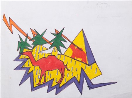 Dino Innocente (Verona 1948) Camel Tecnica mista su carta 17x24 cm