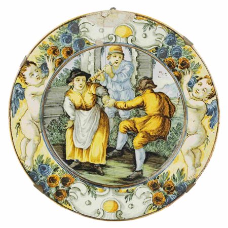 

 Piatto in ceramica policroma, 