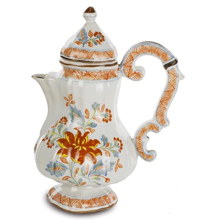 

 Caffettiera in ceramica policroma,