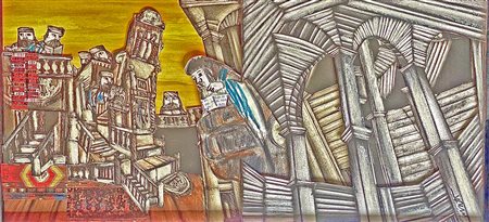 LUZZATI EMANUELE (1921 - 2007) - GRANDE BOZZETTO PER SCENOGRAFIA TEATRALE.