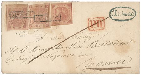 Antichi Stati Italiani - Napoli - Busta con 2+5+10 grana (5+8+10a)