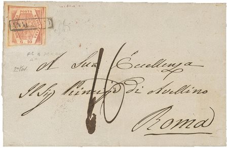 Antichi Stati Italiani - Napoli - Lettera con 10 grana carminio II tavola