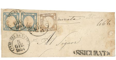 Antichi Stati Italiani - Napoli - Province Napoletane - 1861 - 10 grana falso per posta del I tipo effige C + 2 grana
