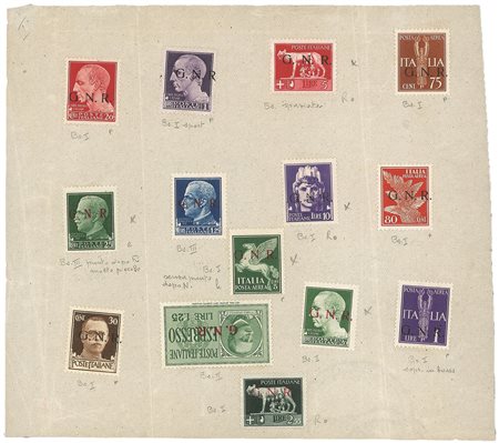 RSI - G.N.R. Brescia - Foglietto con 14 valori dell'Imperiale - Tiratura di prova