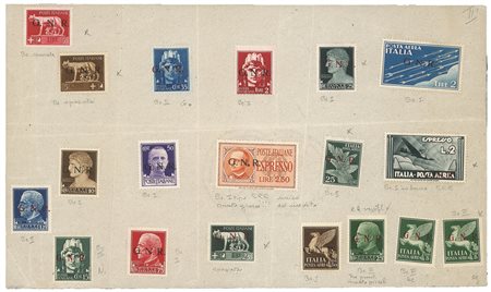 RSI - G.N.R. Brescia - Foglietto con 19 valori dell'Imperiale - Tiratura di prova Spaziati