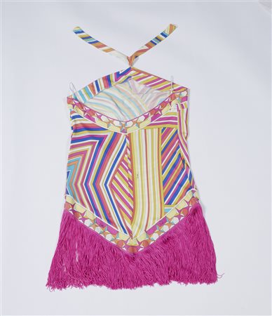 PUCCI EMILIO - Maglia rosa con frange.