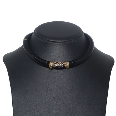 Collana in osso con applicazione in oro e pietre