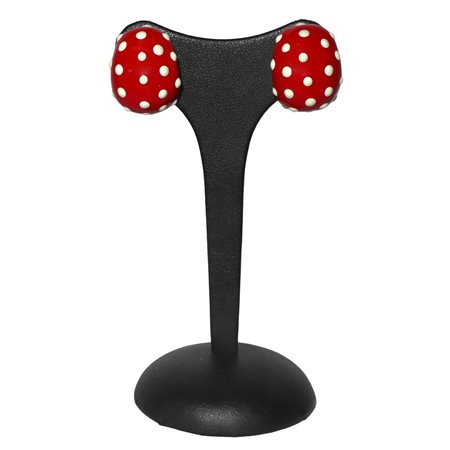 Kenne° Jay Lane Jewelry - Orecchini a clip smaltati rossi con pois bianchi