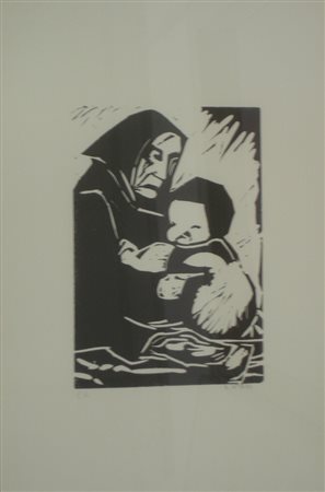 VIANI LORENZO - VIAREGGIO 1882 OSTIA 1936 - SENZA TITOLO – XILOGRAFIA - cm 47...