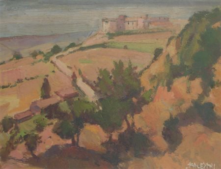 BALESTRI ROBERTO - PISA 1939 – PAESAGGIO - OLIO SU FAESITE - cm 25 x 35....