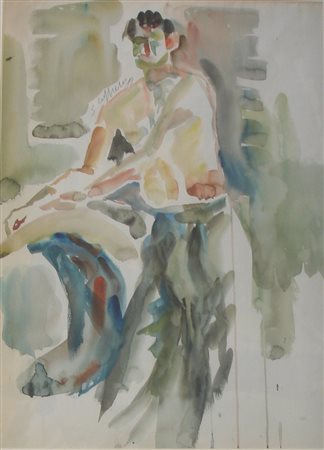 LOFFREDO SILVIO - PARIGI 1920 - FIGURA, 1987 - ACQUARELLO SU CARTA cm 64 x...