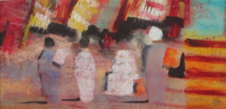 MAGAZZINI SALVATORE - PISTOIA 1955 – SOUCK - OLIO SU TAVOLA cm 25 x 50. Firma...