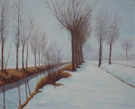 MAGNANI NELLO BUDRIO (BO) 1935 - NEVICATA, 2009 - OLIO SU TELA cm 40 x 50....