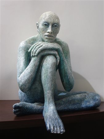 RABARAMA Roma 1969 - CHI AMA, 1999 - BRONZO DIPINTO cm 43 x 38 x 32....