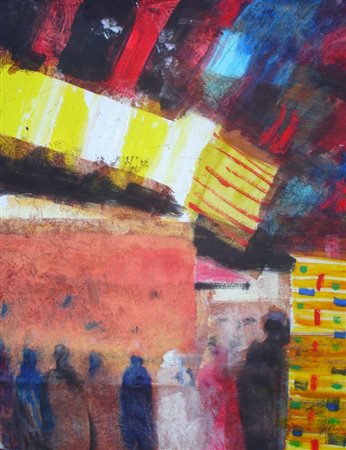 MAGAZZINI SALVATORE - PISTOIA 1955 - SENZA TITOLO - OLIO SU CARTA APPLICATA...