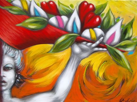 GRECO WALTER - SENZA TITOLO - ACRILICO SU TELA cm 60 x 80. Firma in basso a...