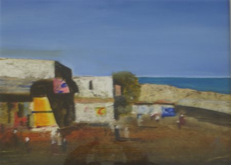 MAGAZZINI SALVATORE - PISTOIA 1955 - SHARM EL SHEIK - OLIO SU TAVOLA cm 30 x...