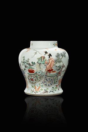 CACHEPOT<BR>Cachepot in porcellana Famiglia Verde