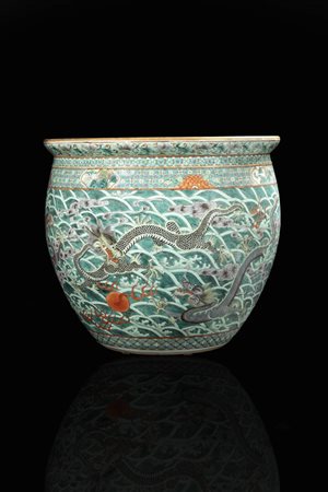 VASCA<BR>Vasca per pesci in porcellana Famiglia Verde