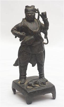 Scultura raffigurante guerriero XVII secolo e successivi bronzo 19 x 7 cm...