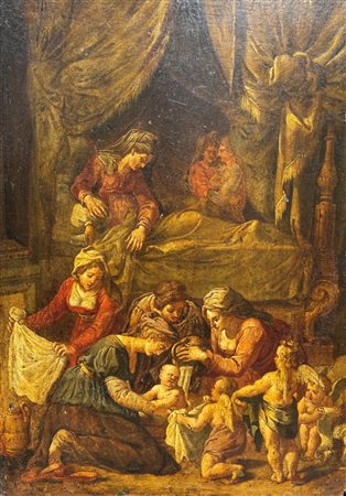 La nascita di Maria Scuola emiliana della metà del XVII secolo olio su rame...