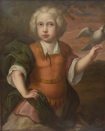 Ritratto di giovane principe Scuola piemontese del XVIII secolo olio su tela...