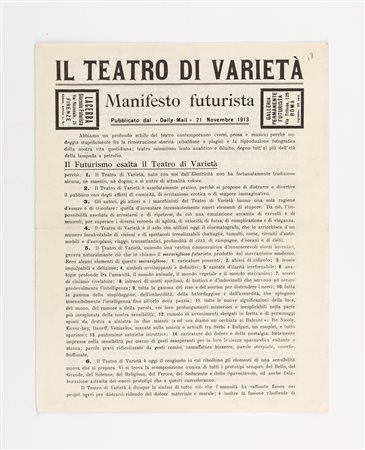 Filippo Tommaso Marinetti (rif.) - Il teatro di varietà. Manifesto futurista, 1913
