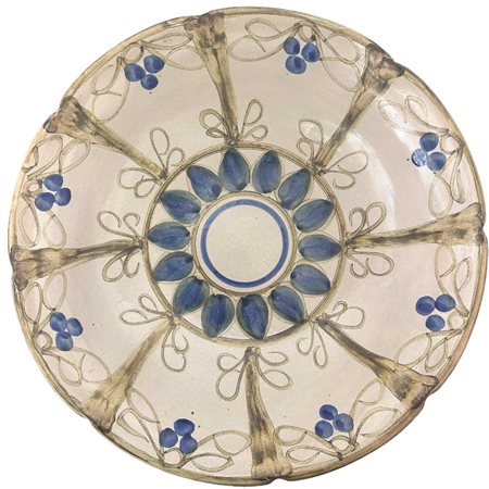 Piscitello - Piatto insalatiera in maiolica policroma, 70's