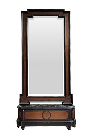 Specchiera con fioriera in legno di palissandro con cornici ebanizzate nere, nineteen° secolo