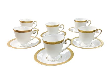 Tirschenreu° Germany - Servizio da caffe in porcellana bianca con bordo in oro