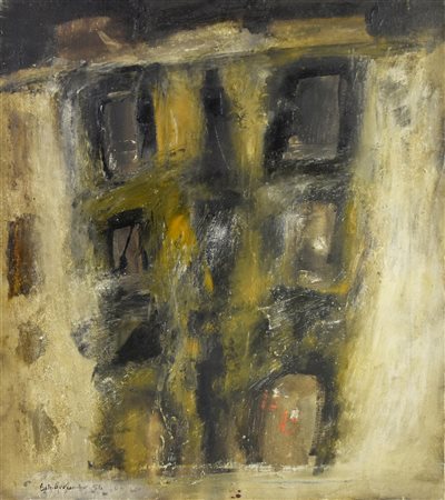 Paolo Schiavocampo (1924) CASA DI MILANO, 1956 olio su tela, cm 65x54 firma,...