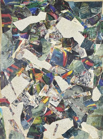 Lucio Bulgarelli COMPOSIZIONE collage su tela applicata su cartone, cm 62x44...