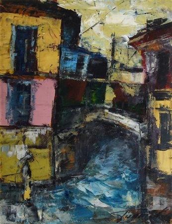 Adriano Tuninetto CHIOGGIA, 1963 olio su cartone, cm 50x35 firma e data sul...