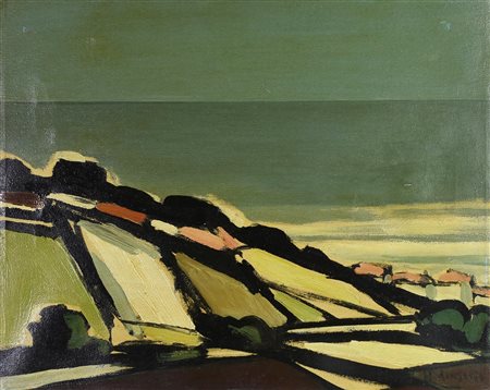 Achille Sdruscia PAESAGGIO olio su tela, cm 40x50 firma Restauri